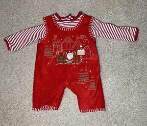 First Impressions Christmas Santa North Pole Red Romper Size 6-9 Months